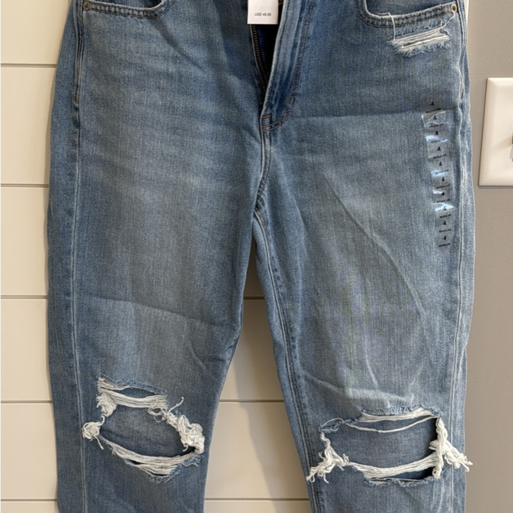 American Eagle Outfitters High Rise Blue Jeans with Distressed Knees